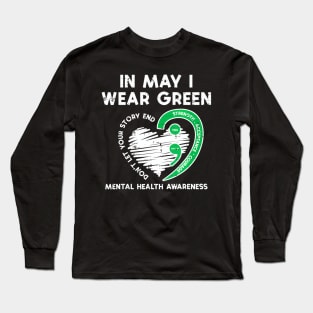 Mental Health May Wear Green Semicolon Depression Awareness Long Sleeve T-Shirt